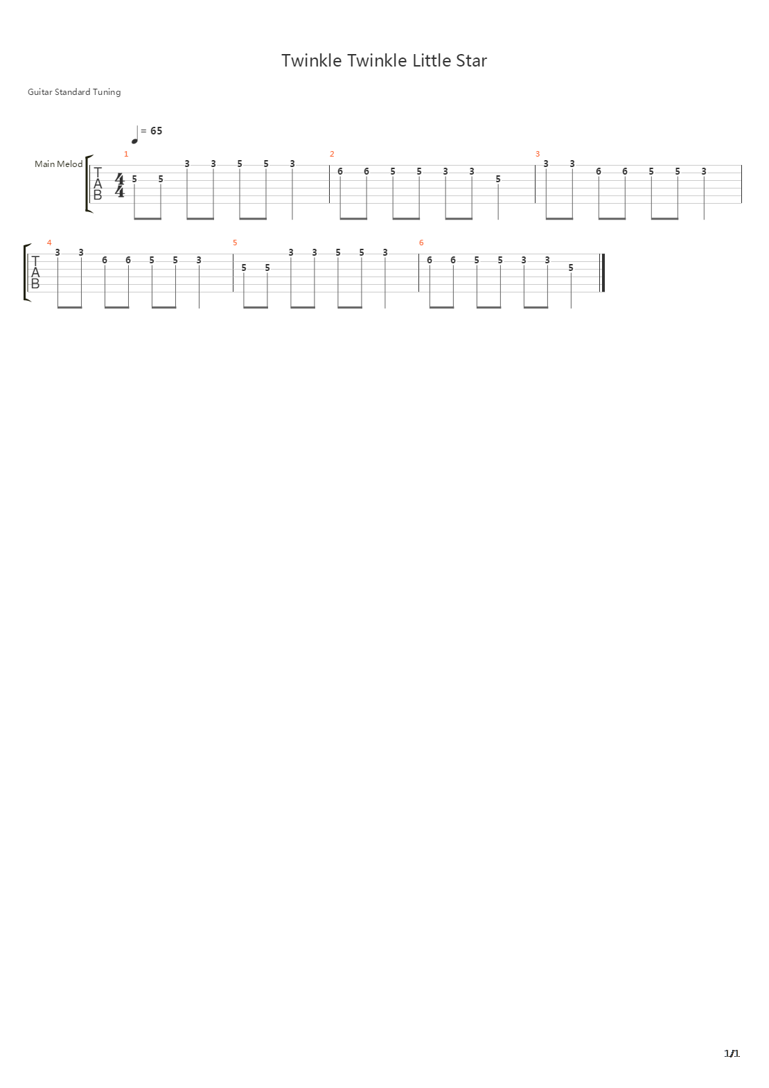 Twinkle Twinkle Little Star吉他谱