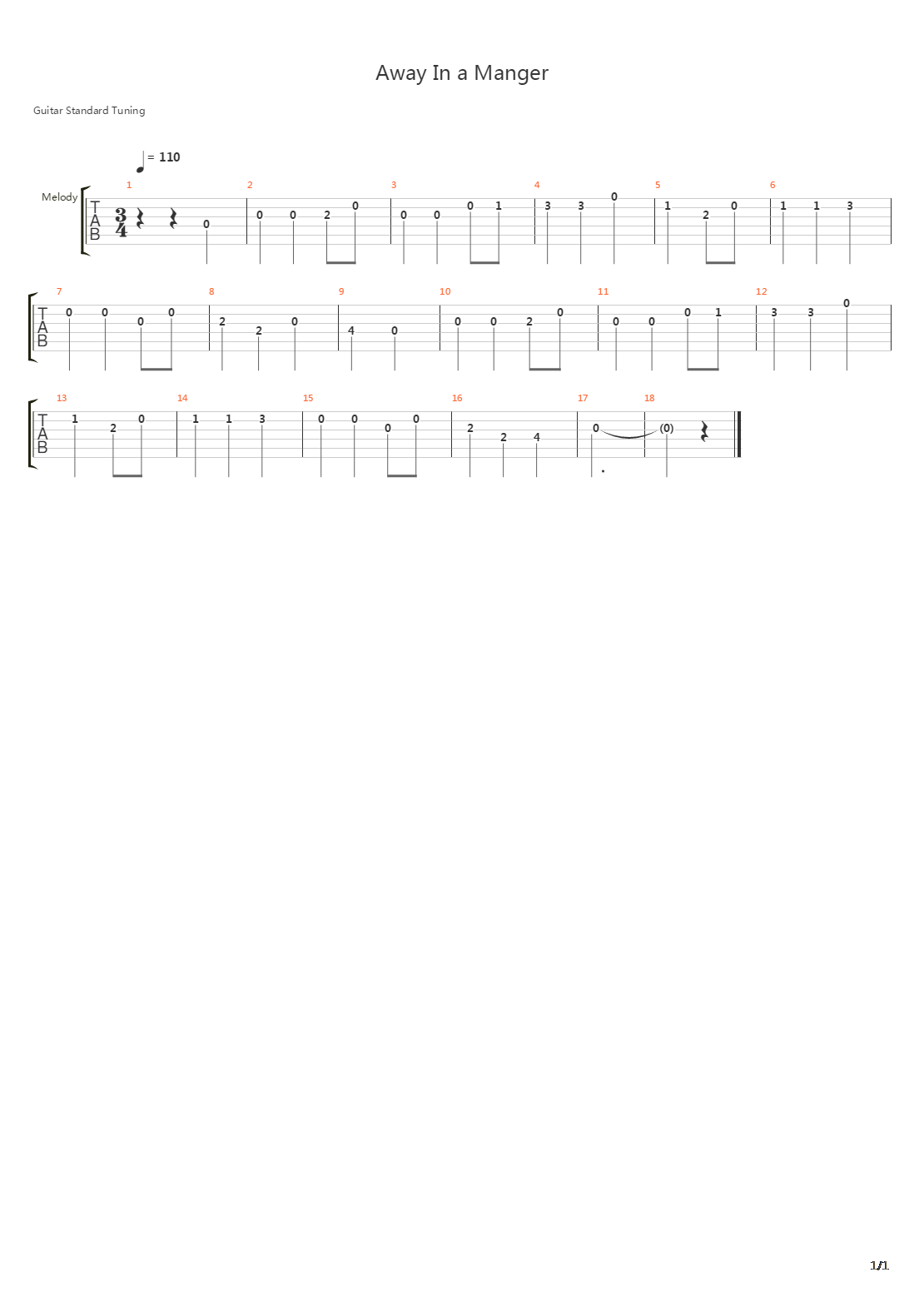 Away In A Manger吉他谱