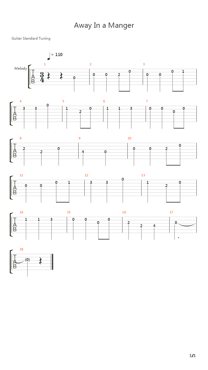 Away In A Manger吉他谱