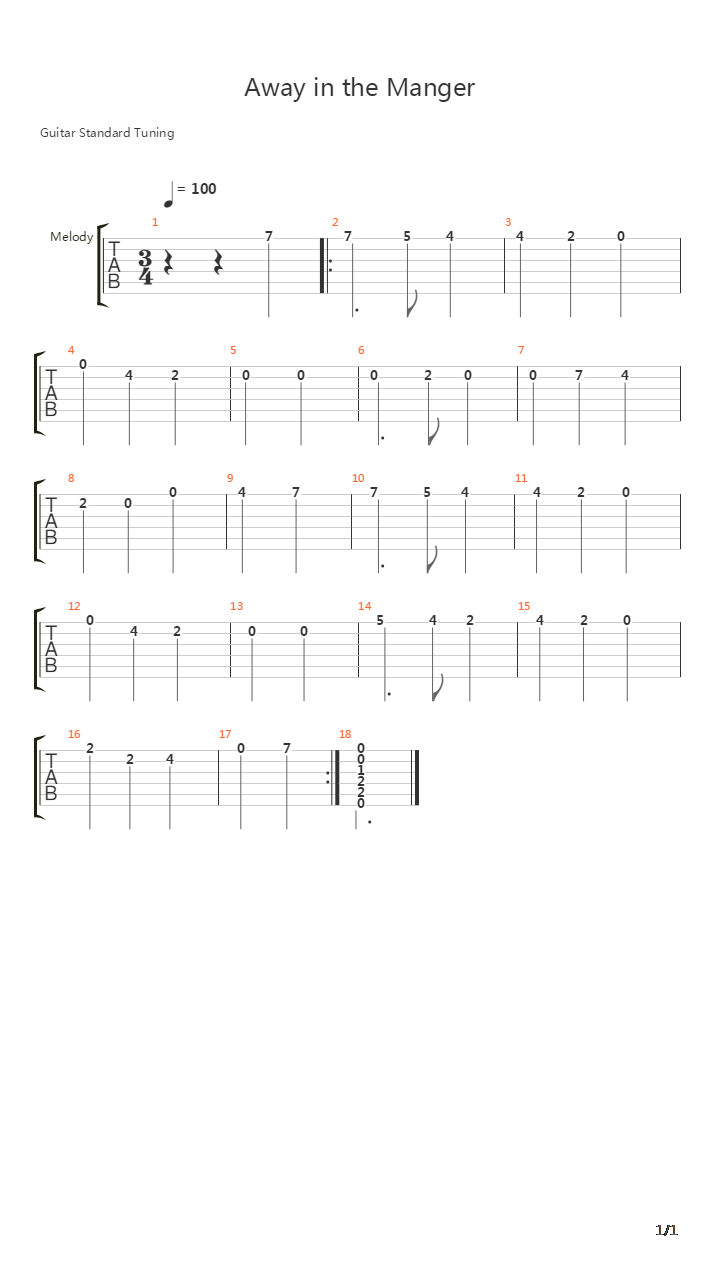 Away In The Manger吉他谱