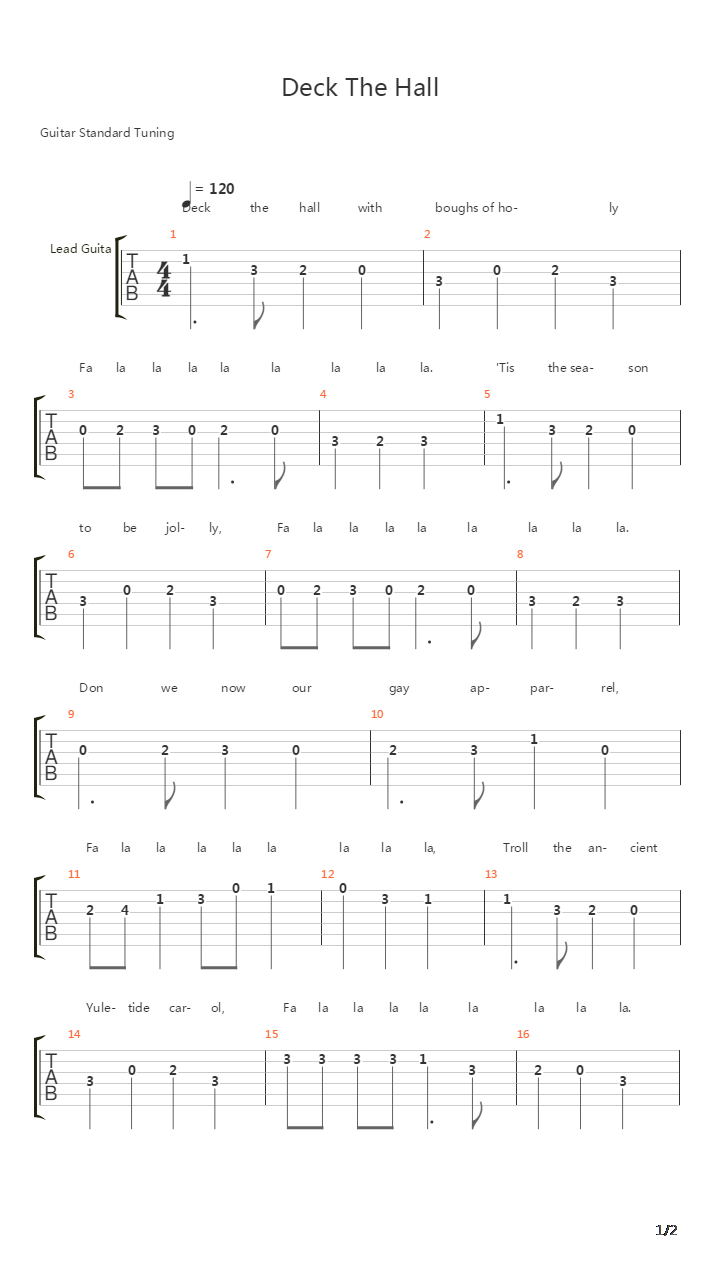Deck The Halls吉他谱