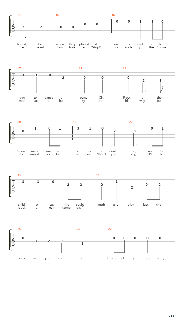 Frosty The Snowman吉他谱