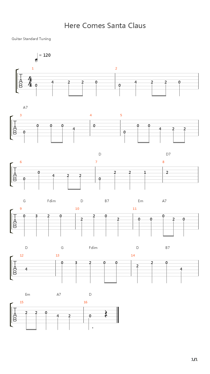 Here Comes Santa Claus吉他谱