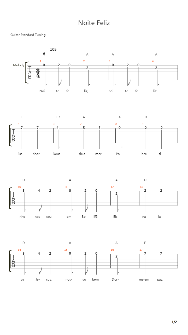 Noite Feliz吉他谱