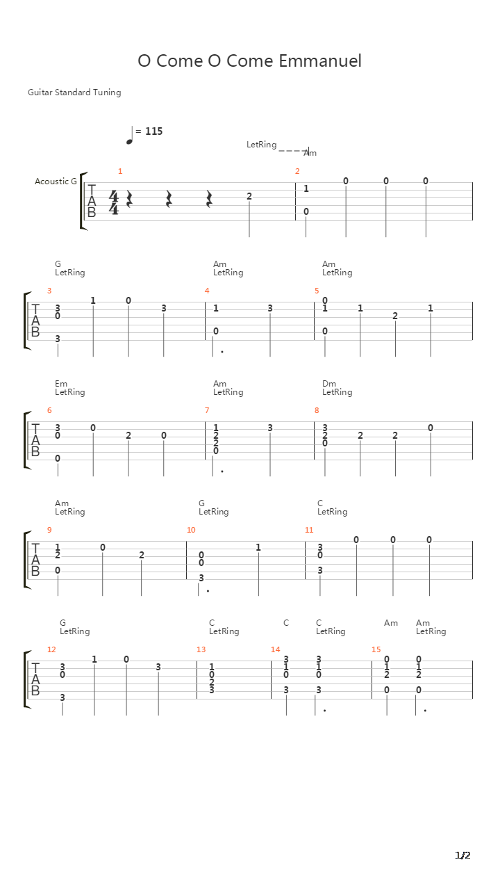 O Come O Come Emmanuel吉他谱