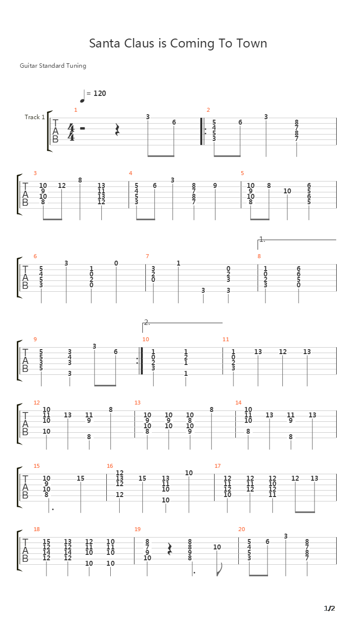 Santa Claus Is Coming To Town吉他谱