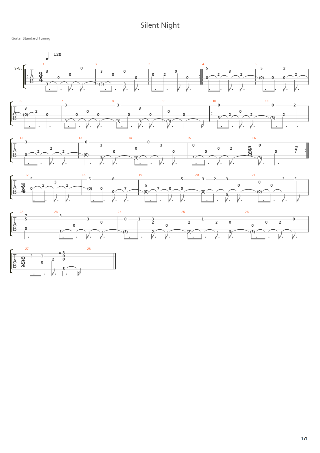 Silent Night吉他谱