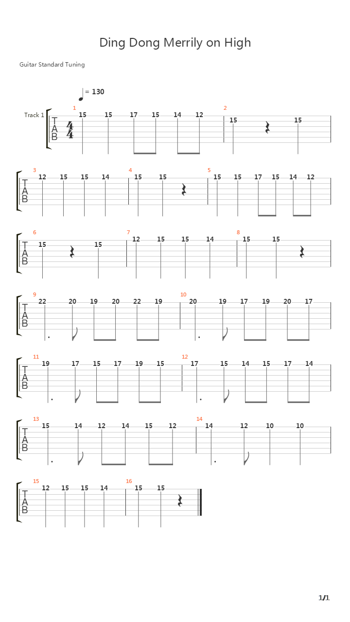 Ding Dong Merrily On High吉他谱