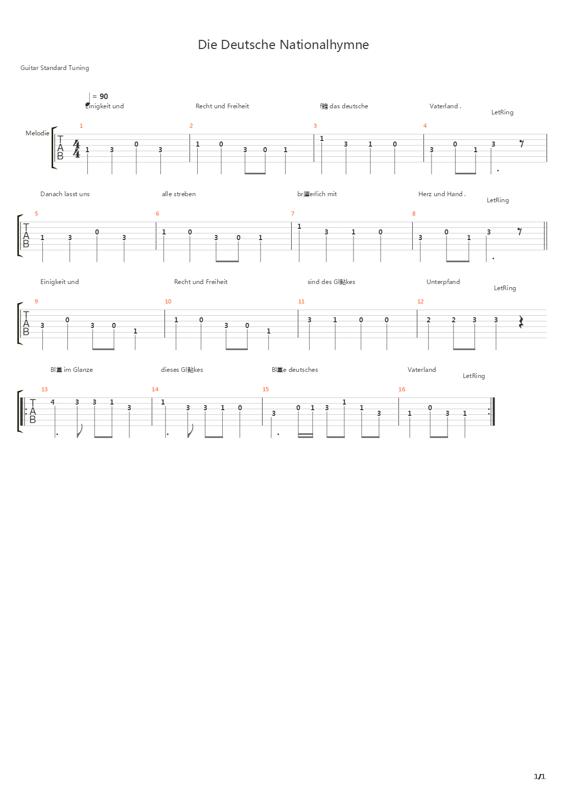 Germany National Anthem吉他谱