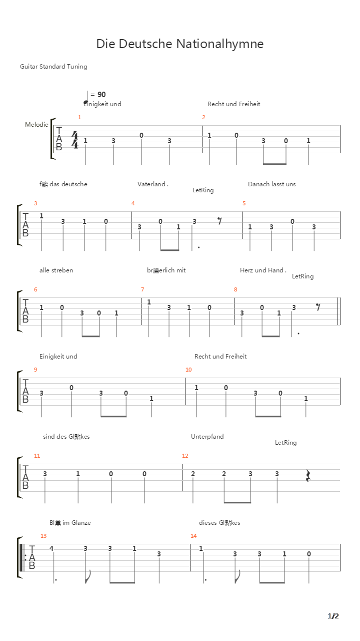 Germany National Anthem吉他谱