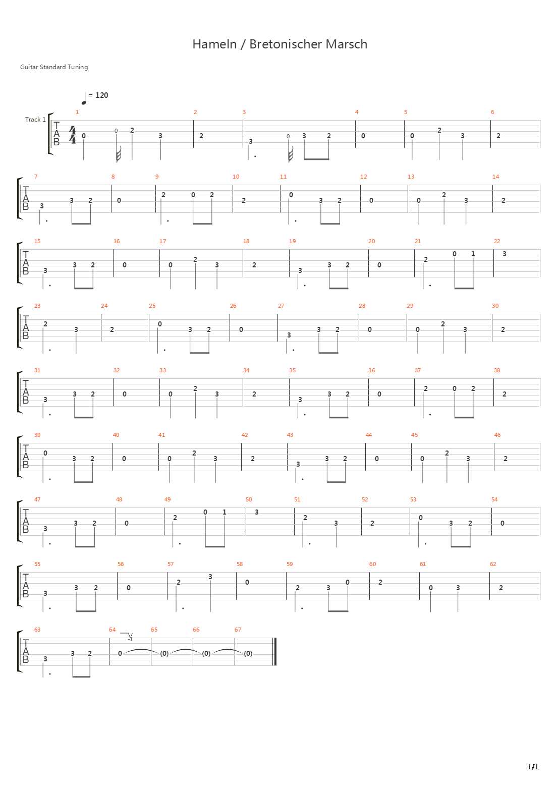 Hamelnbretonischer Marsch吉他谱