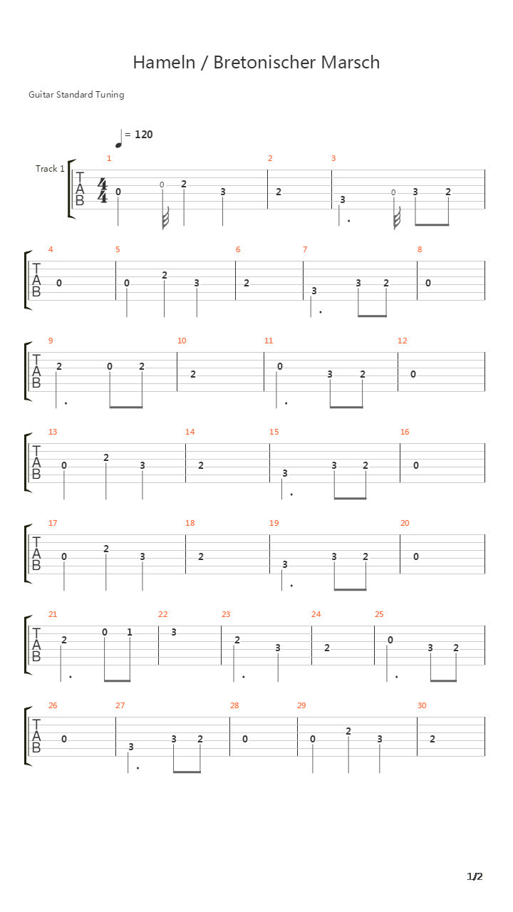 Hamelnbretonischer Marsch吉他谱