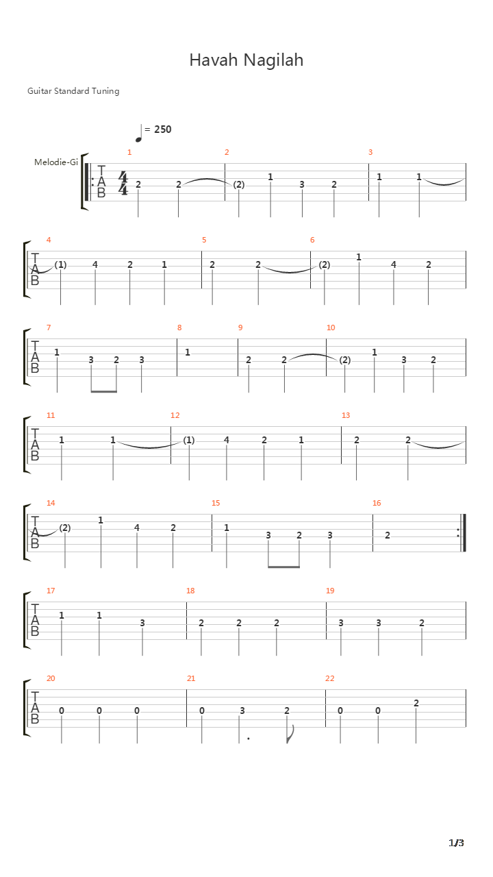 Havah Nagilah吉他谱