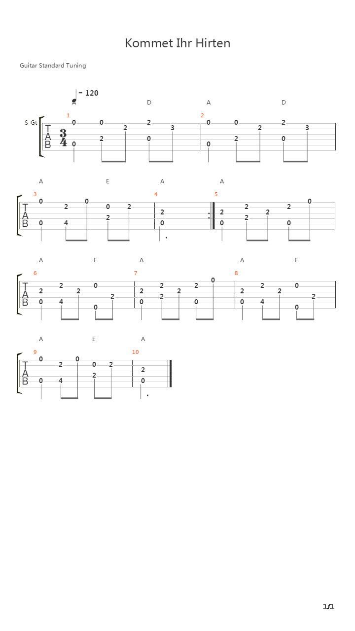 Kommet Ihr Hirten吉他谱
