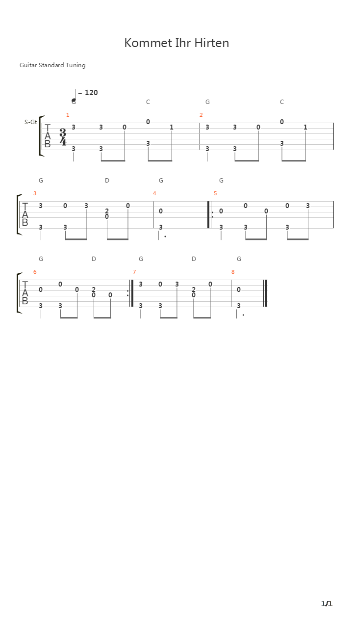 Kommet Ihr Hirten吉他谱