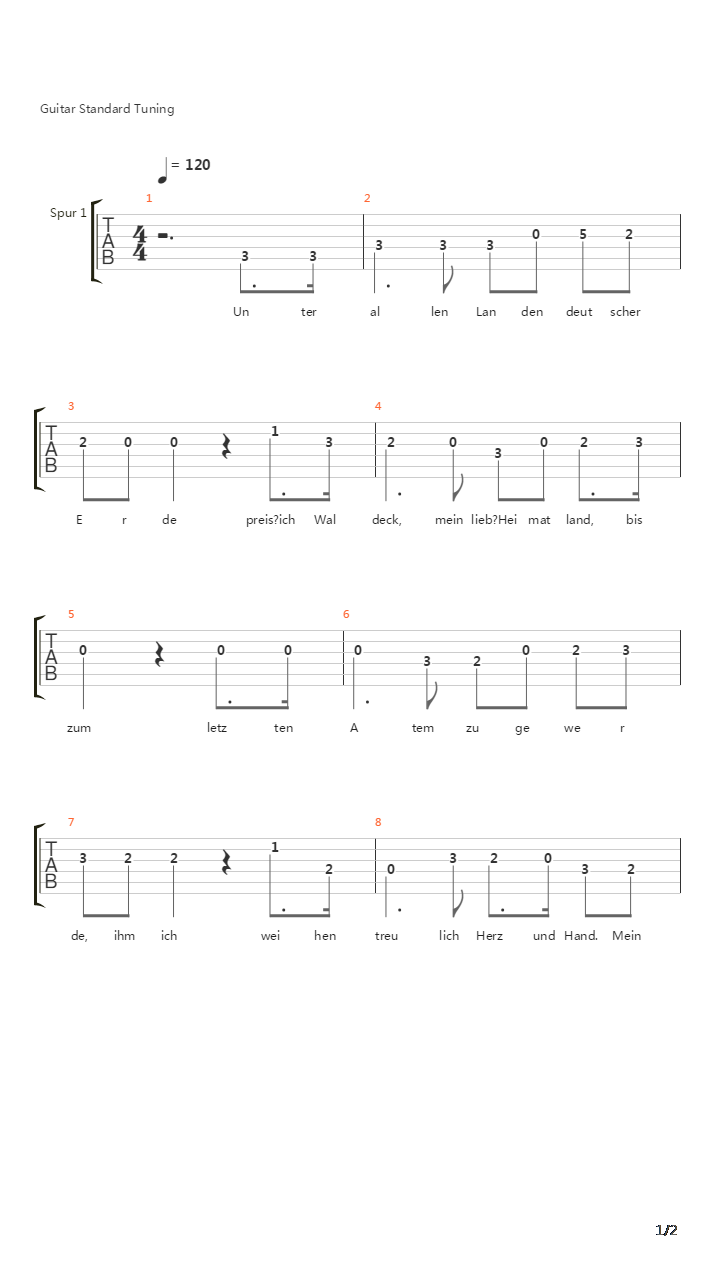 Mein Waldeck吉他谱