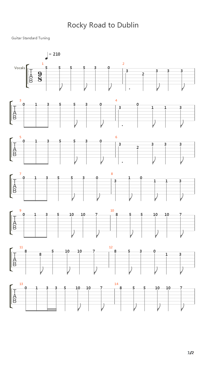 Rocky Road To Dublin吉他谱