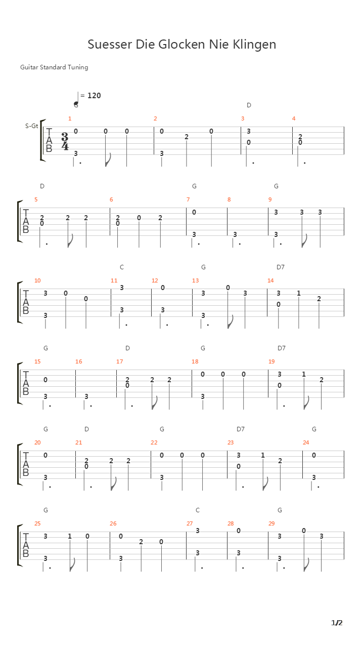 Suesser Die Glocken Nie Klingen吉他谱