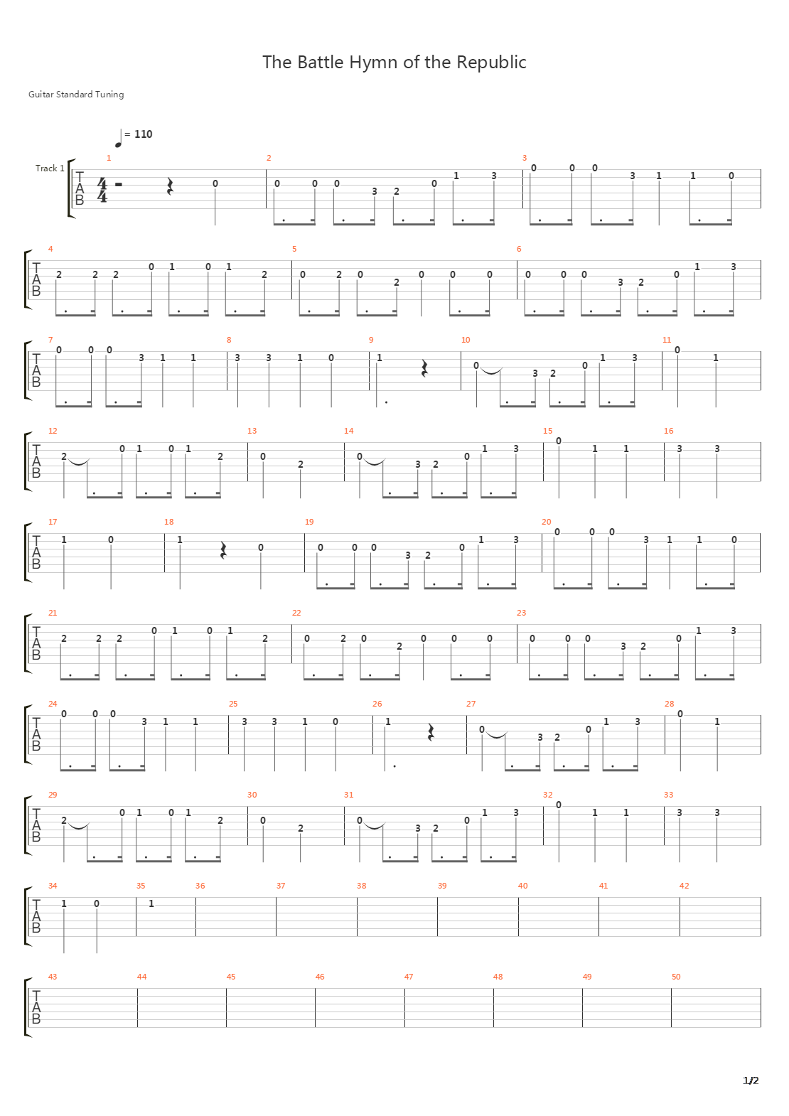The Battle Hymn Of The Republic吉他谱