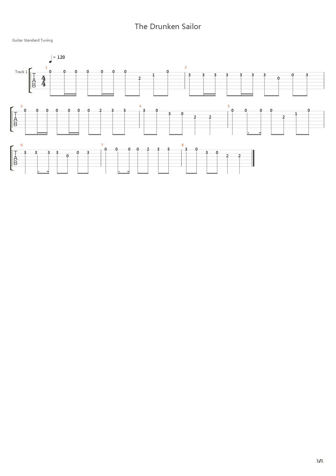 The Drunken Sailor吉他谱