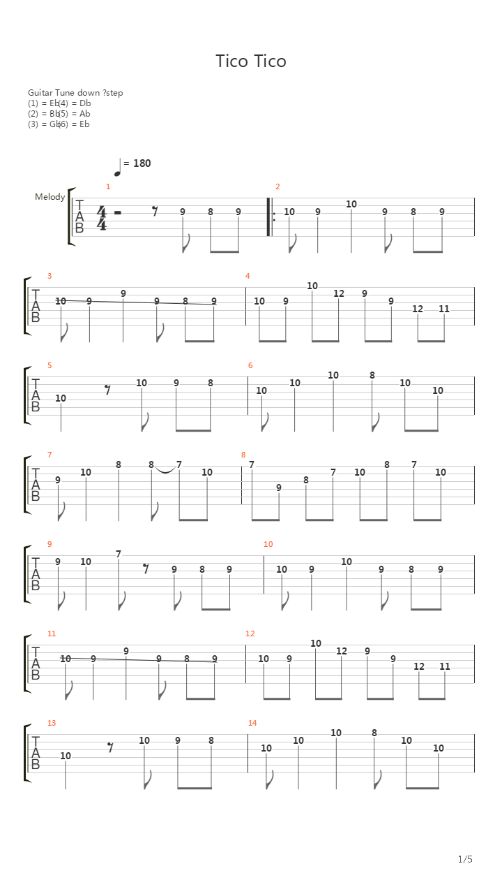 Tico Tico吉他谱