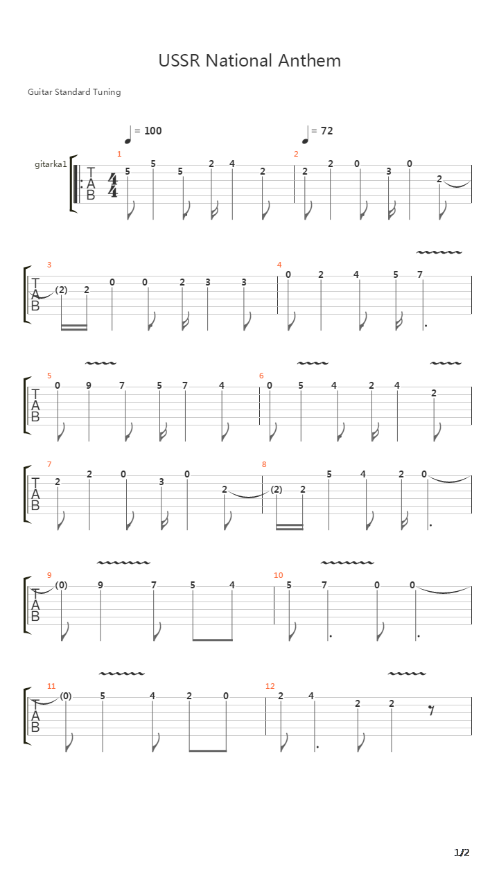 Ussr National Anthem吉他谱