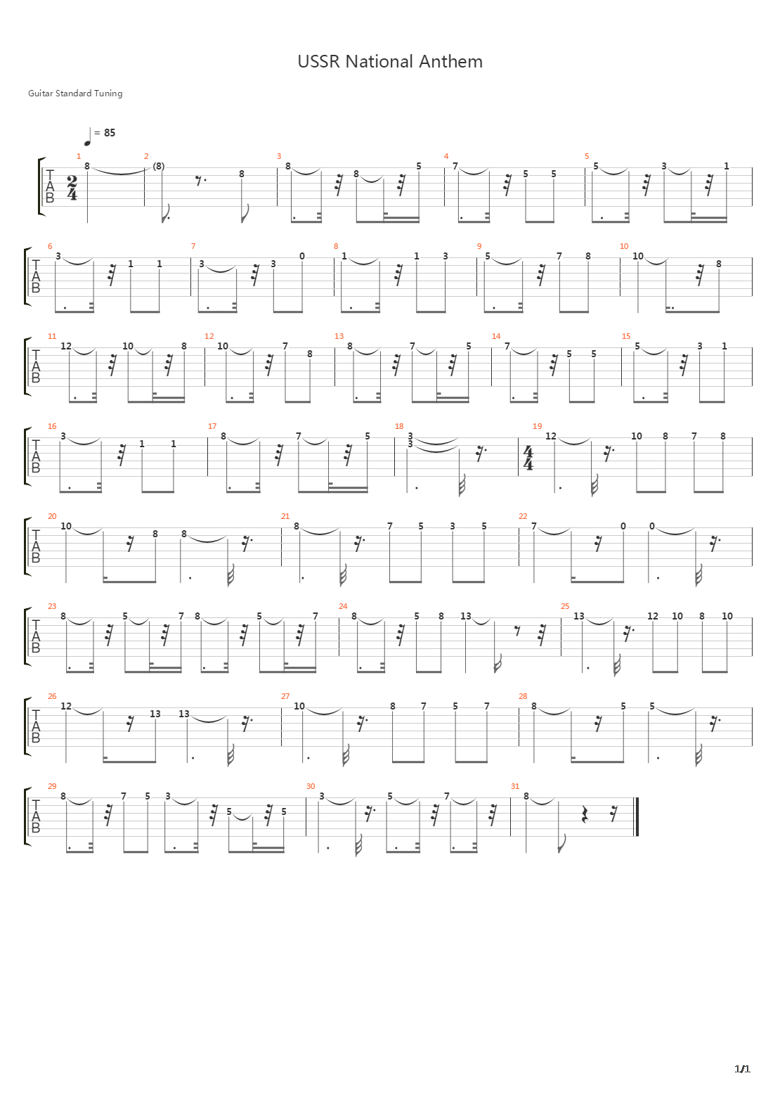 Ussr National Anthem吉他谱