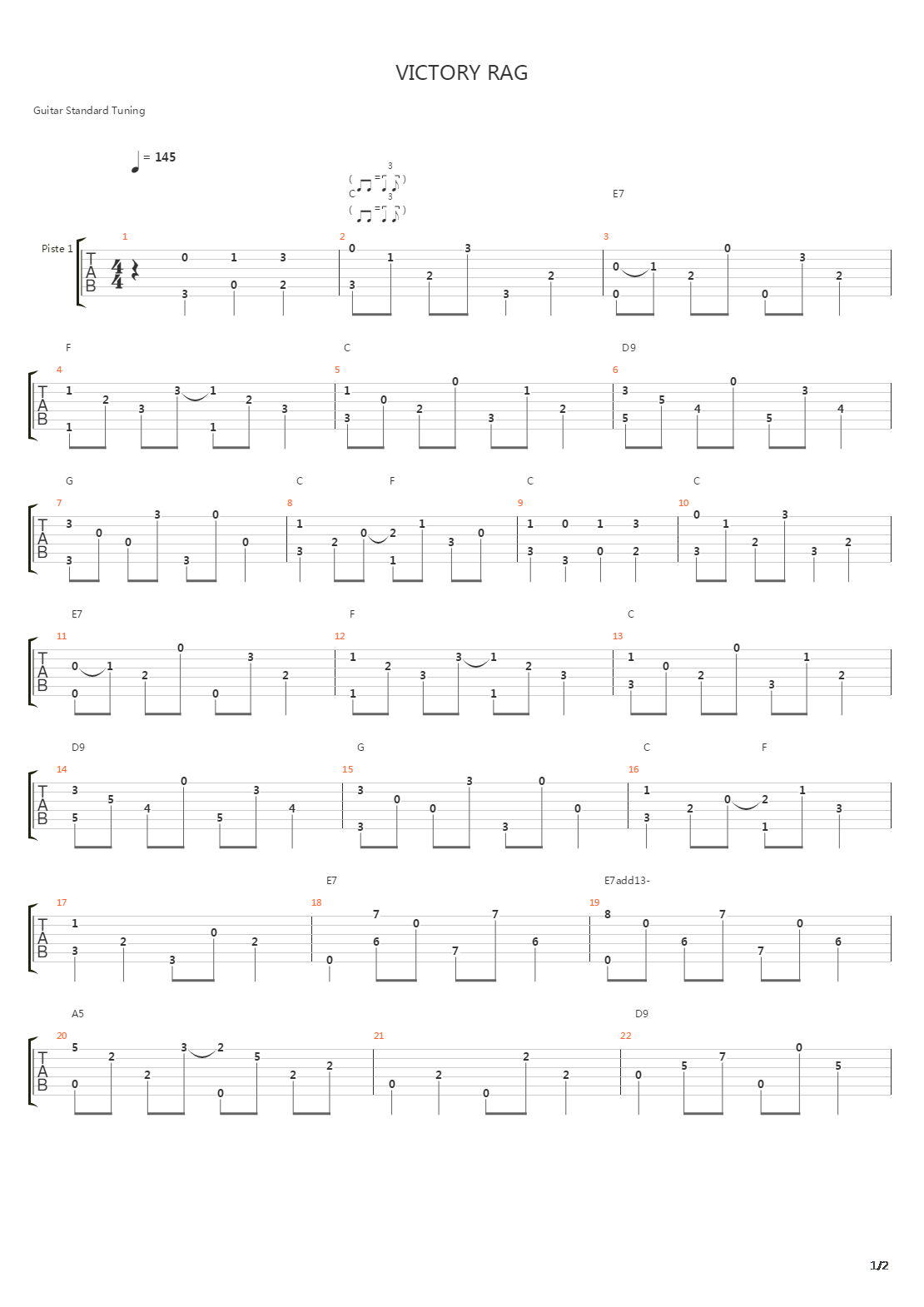 Victory Rag吉他谱