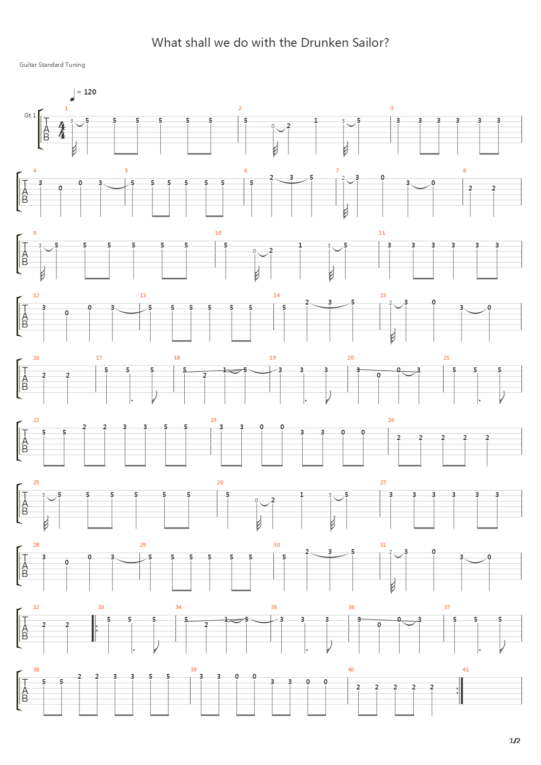 What Shall We Do With The Drunken Sailor吉他谱
