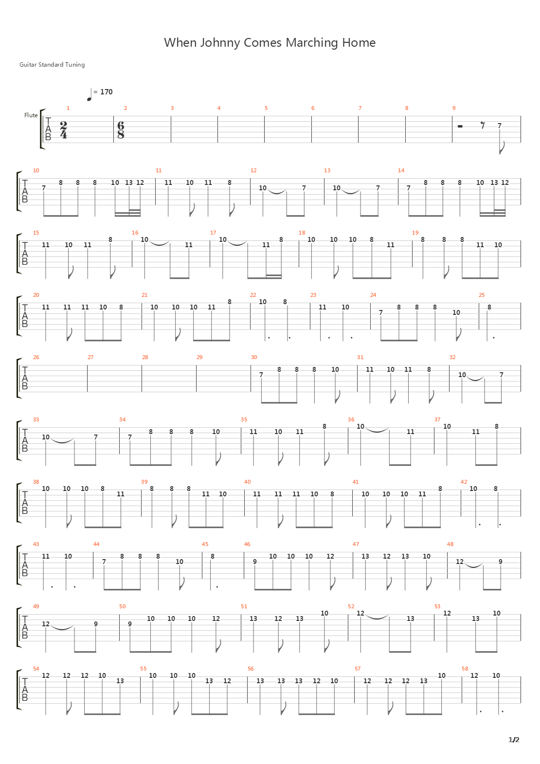When Johnny Comes Marching Home吉他谱