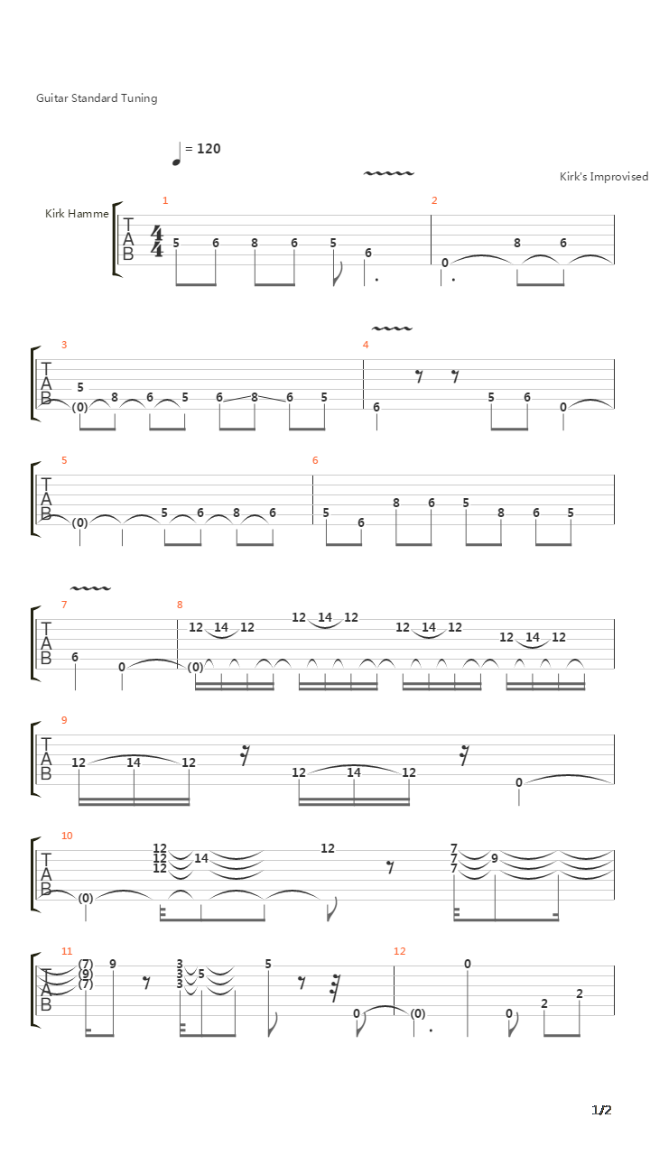 Kirks Improvised Solo Live In Sidney 2006 Before Nothing Else Matters吉他谱