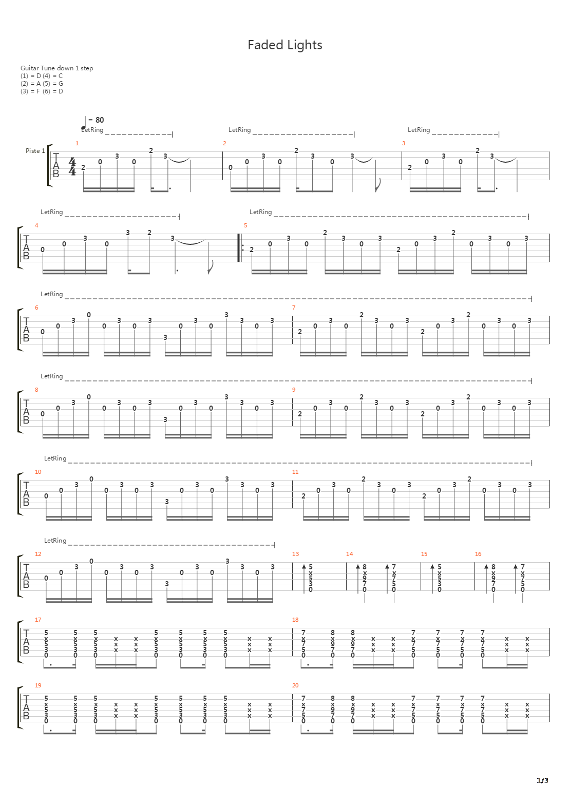 Faded Lights吉他谱