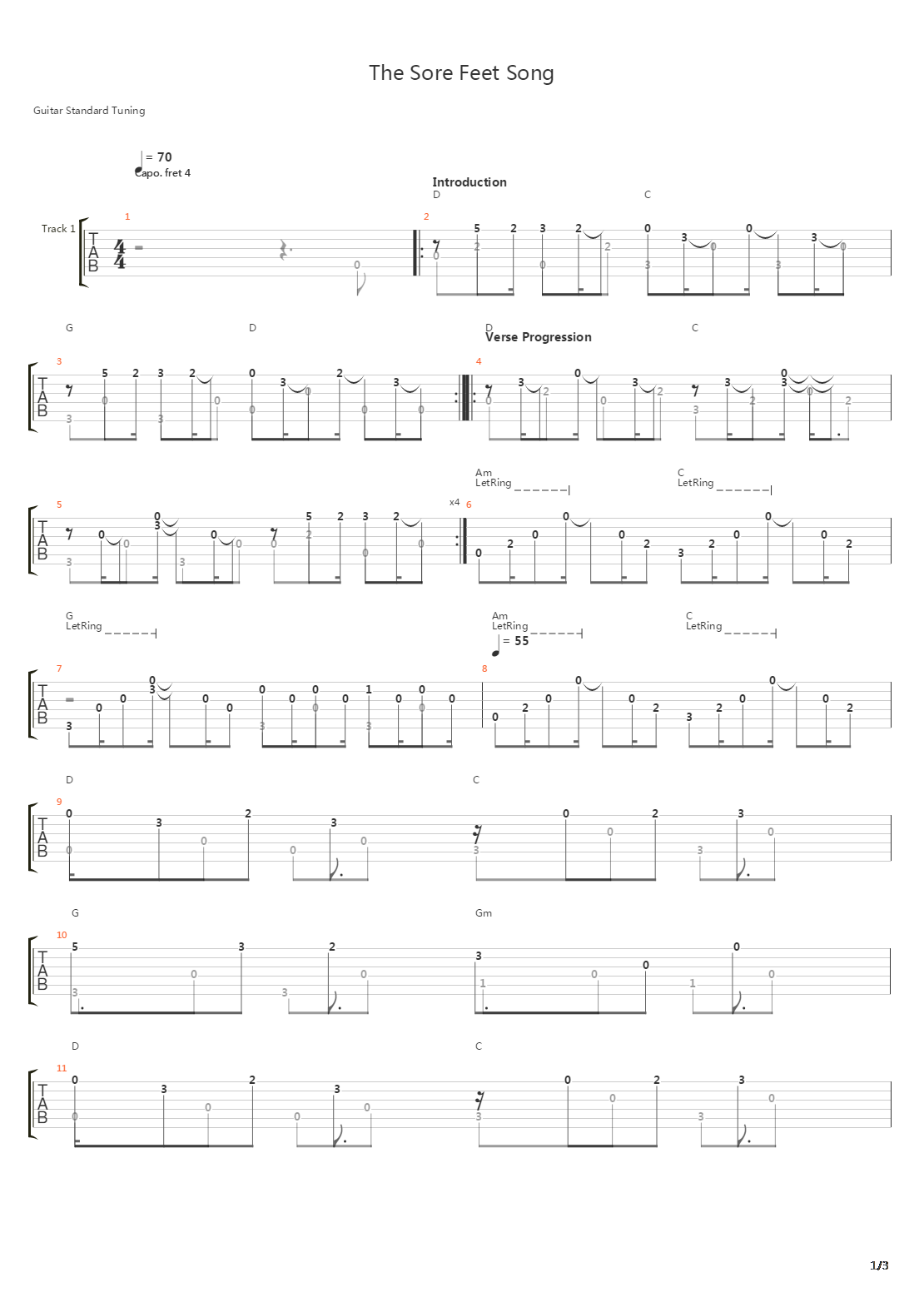 Sore Feet Song吉他谱