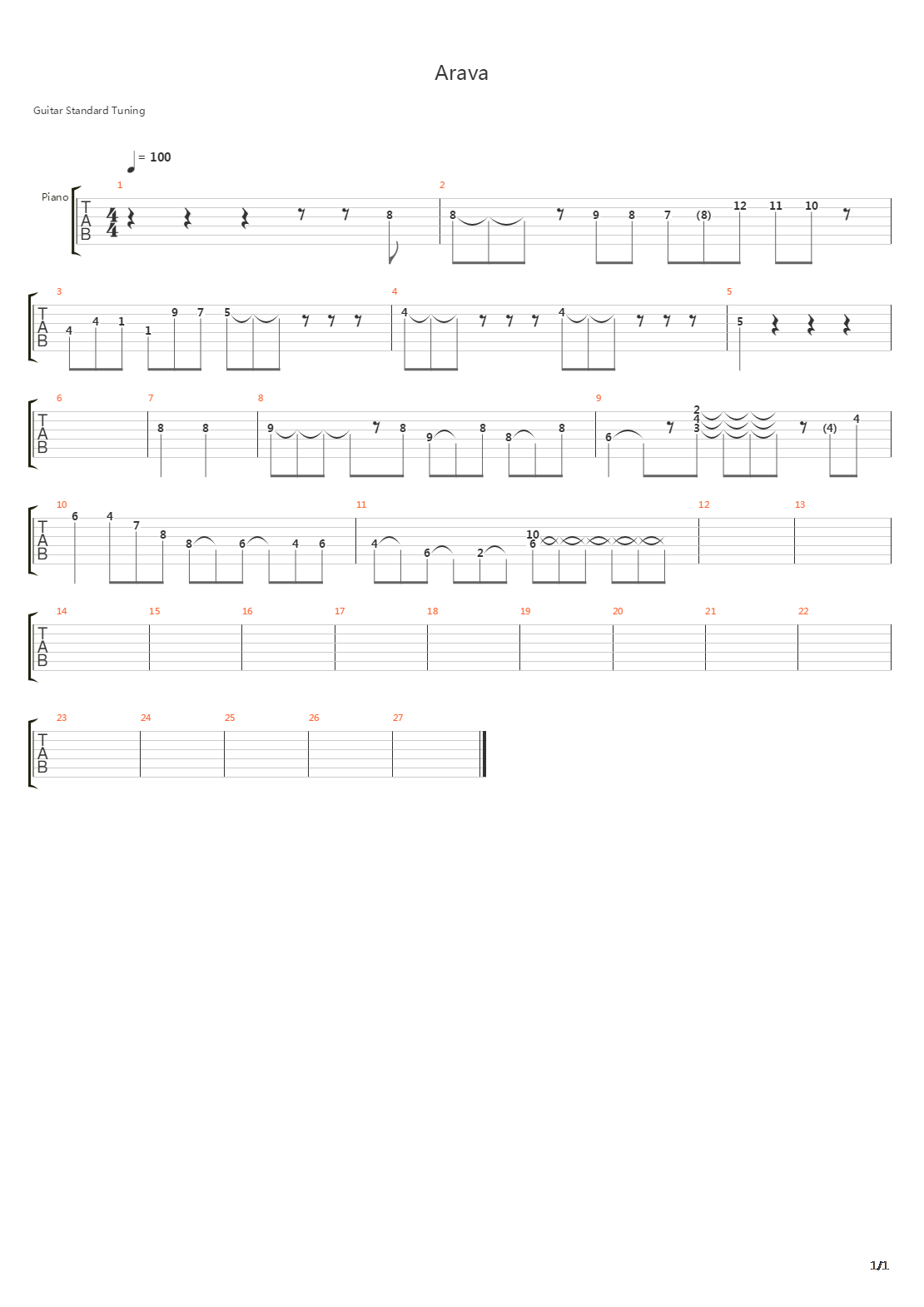 Arava吉他谱