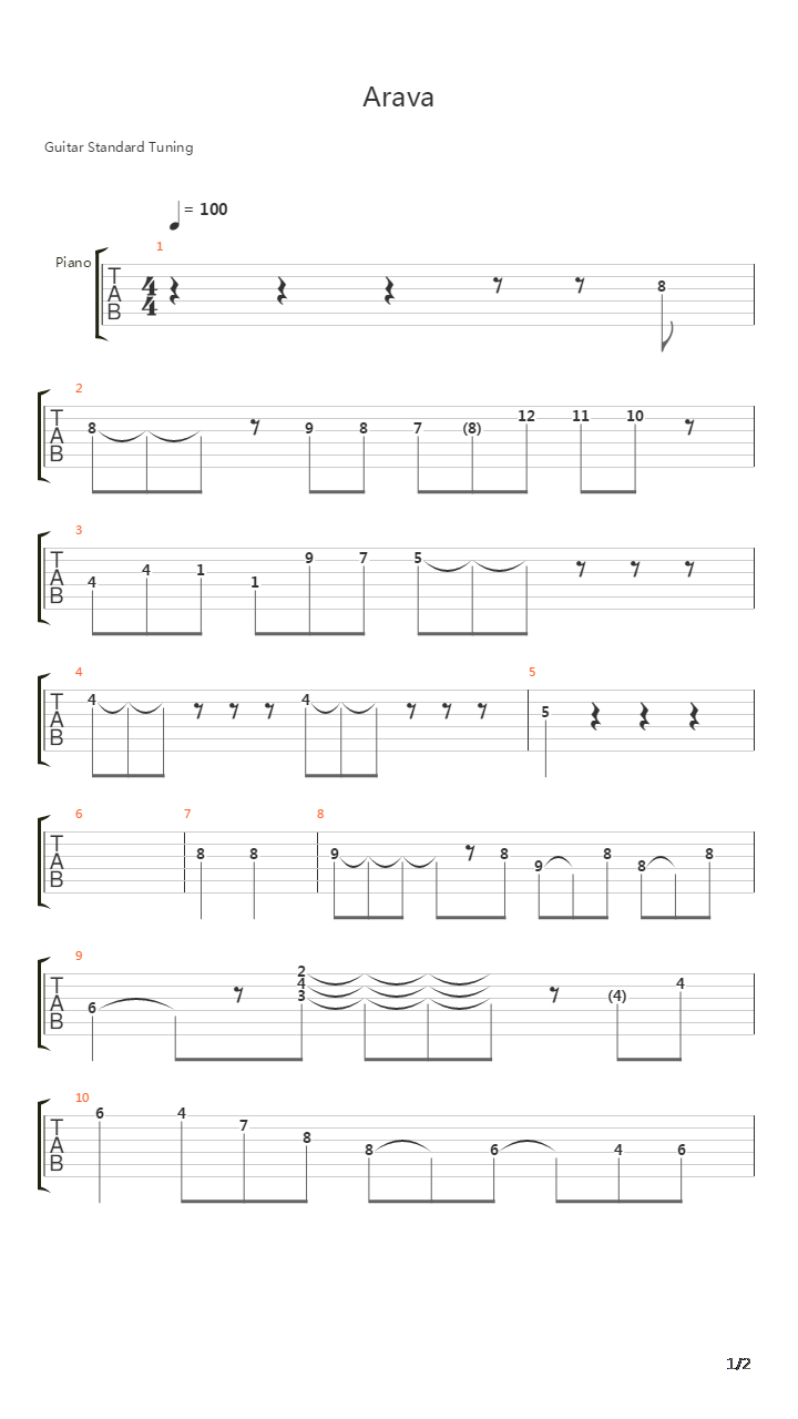 Arava吉他谱
