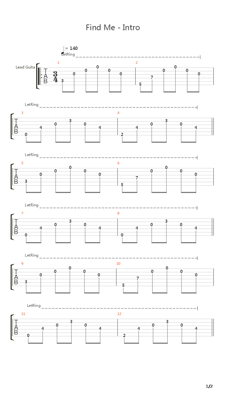 Find Me吉他谱