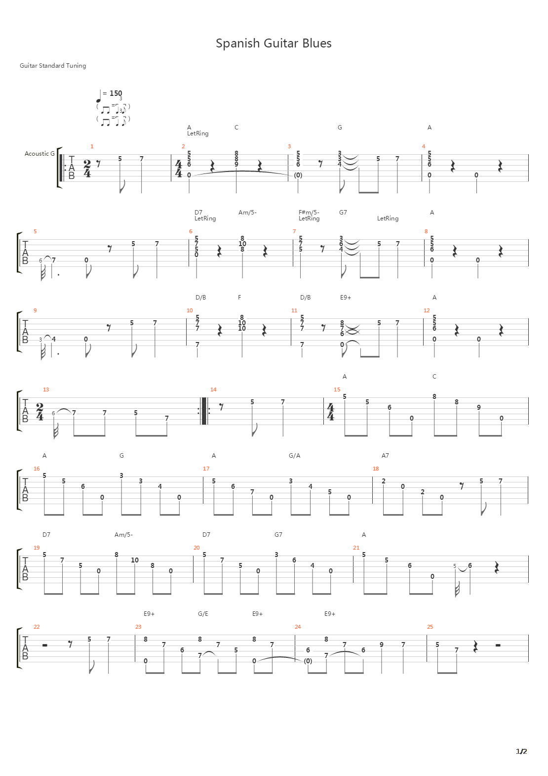 Spanish Guitar Blues吉他谱