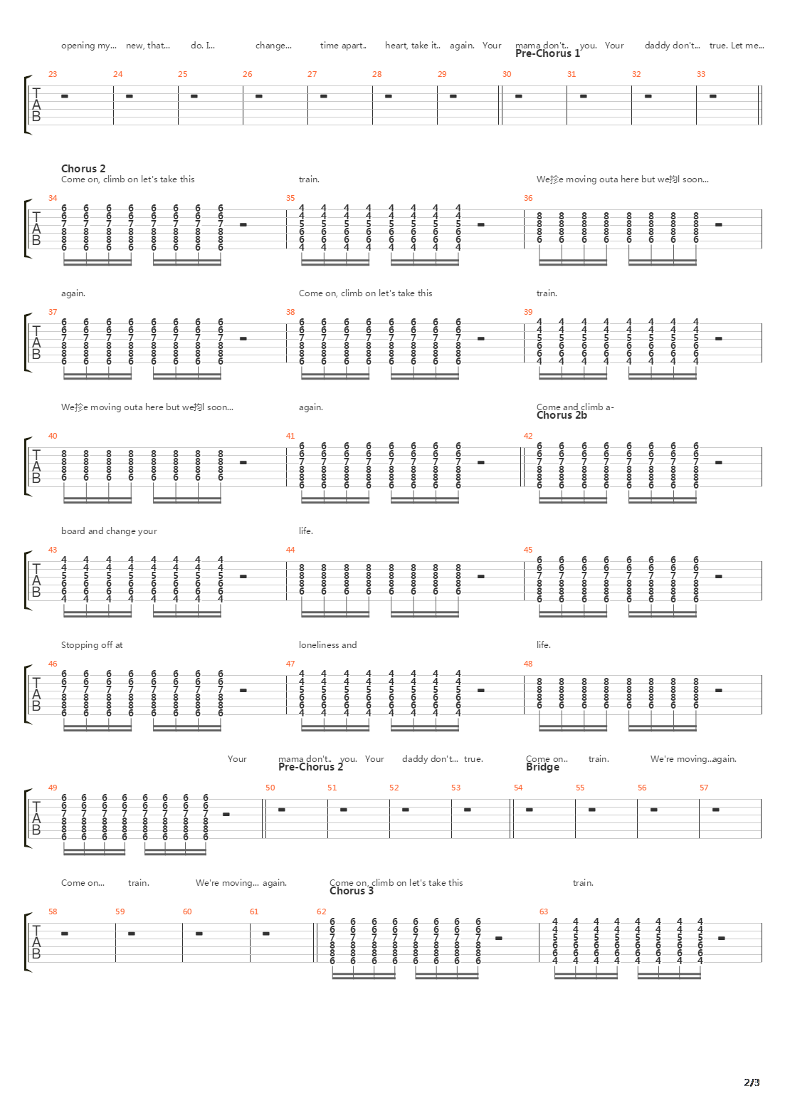 Train吉他谱