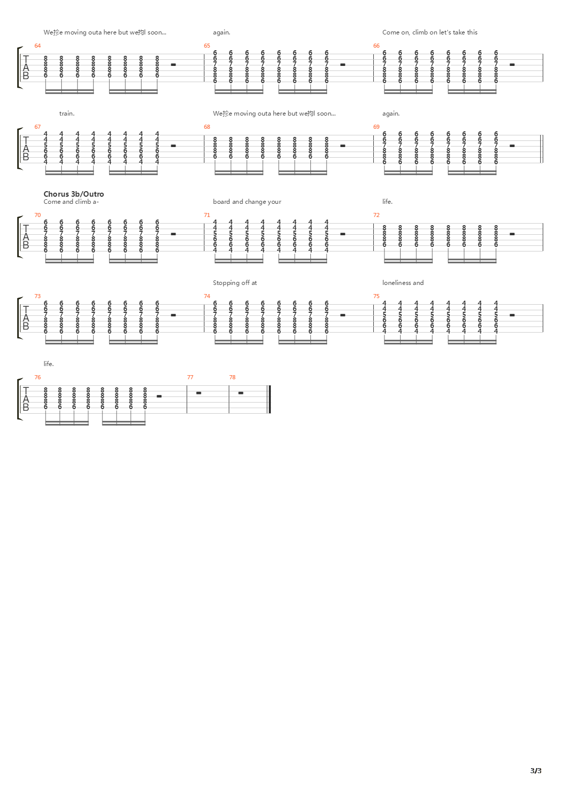 Train吉他谱