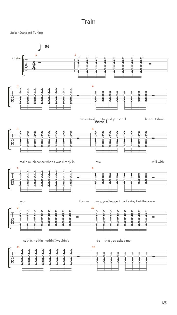 Train吉他谱