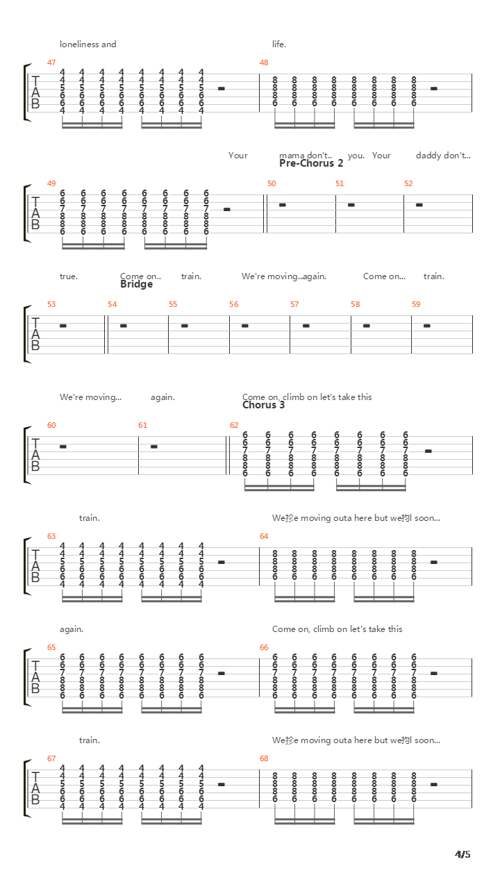 Train吉他谱
