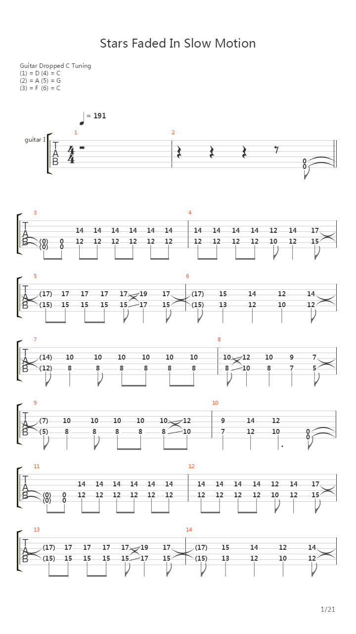 Stars Faded In Slow Motionn吉他谱