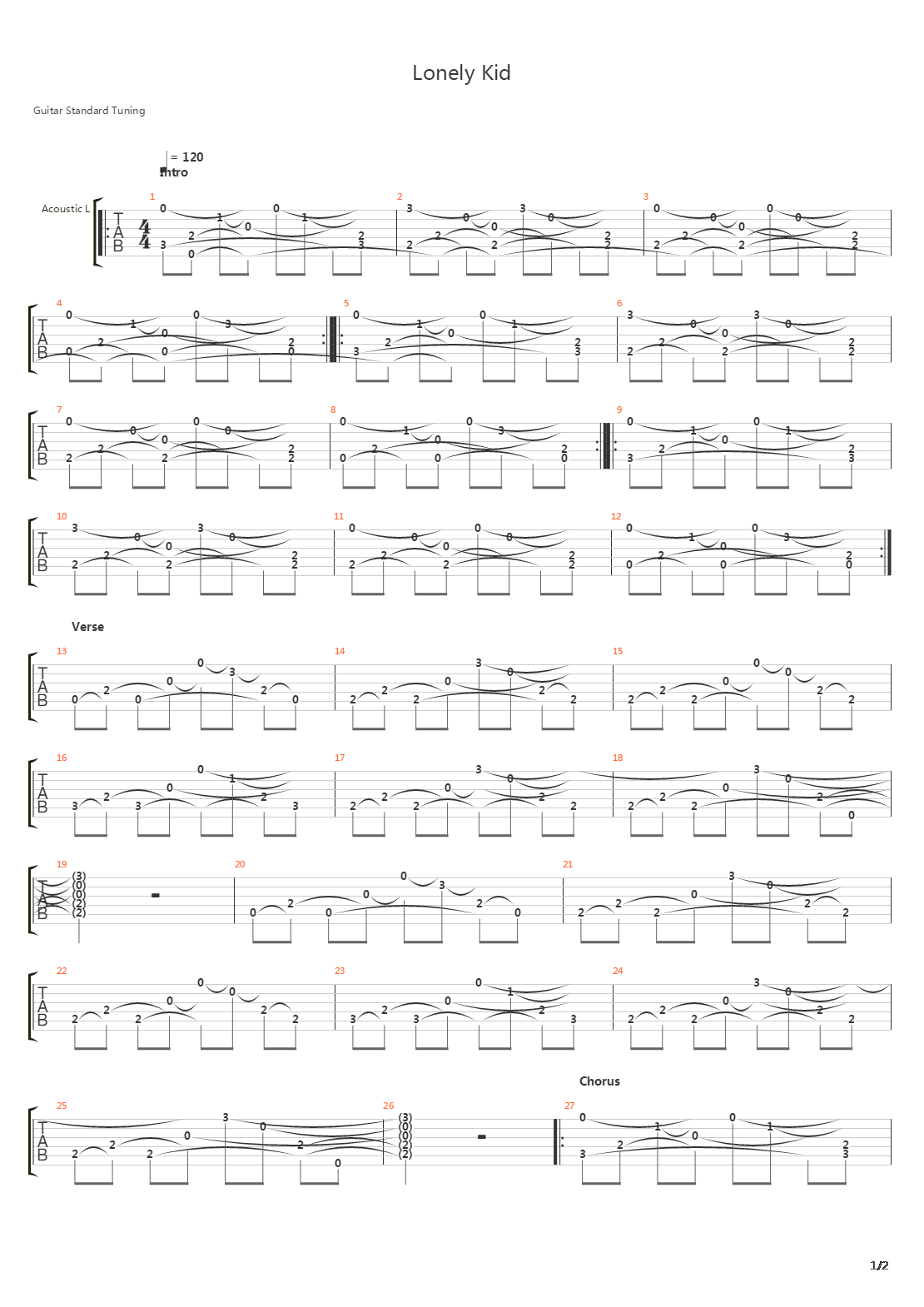 Lonely Kid吉他谱