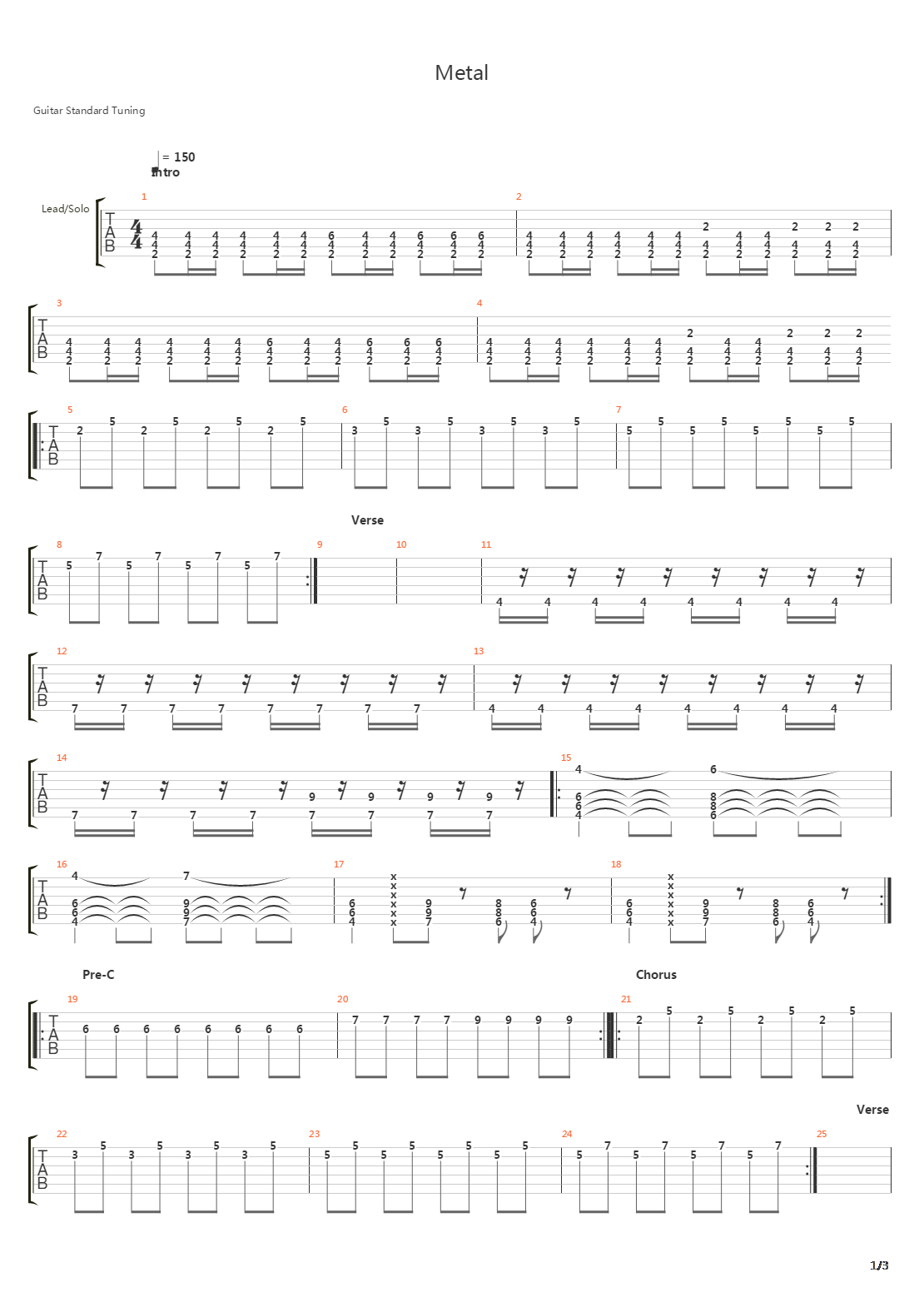 Metal吉他谱
