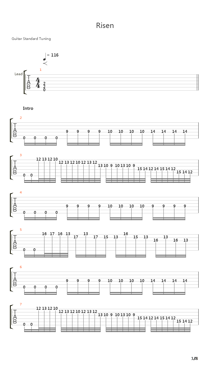 Risen吉他谱