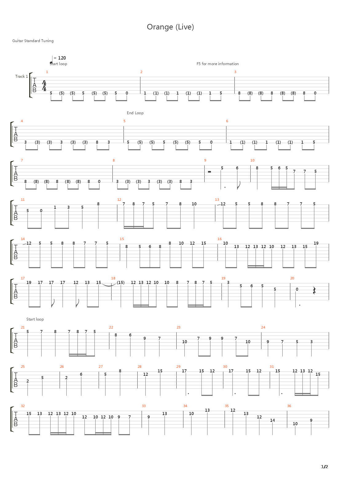 Orange Live吉他谱