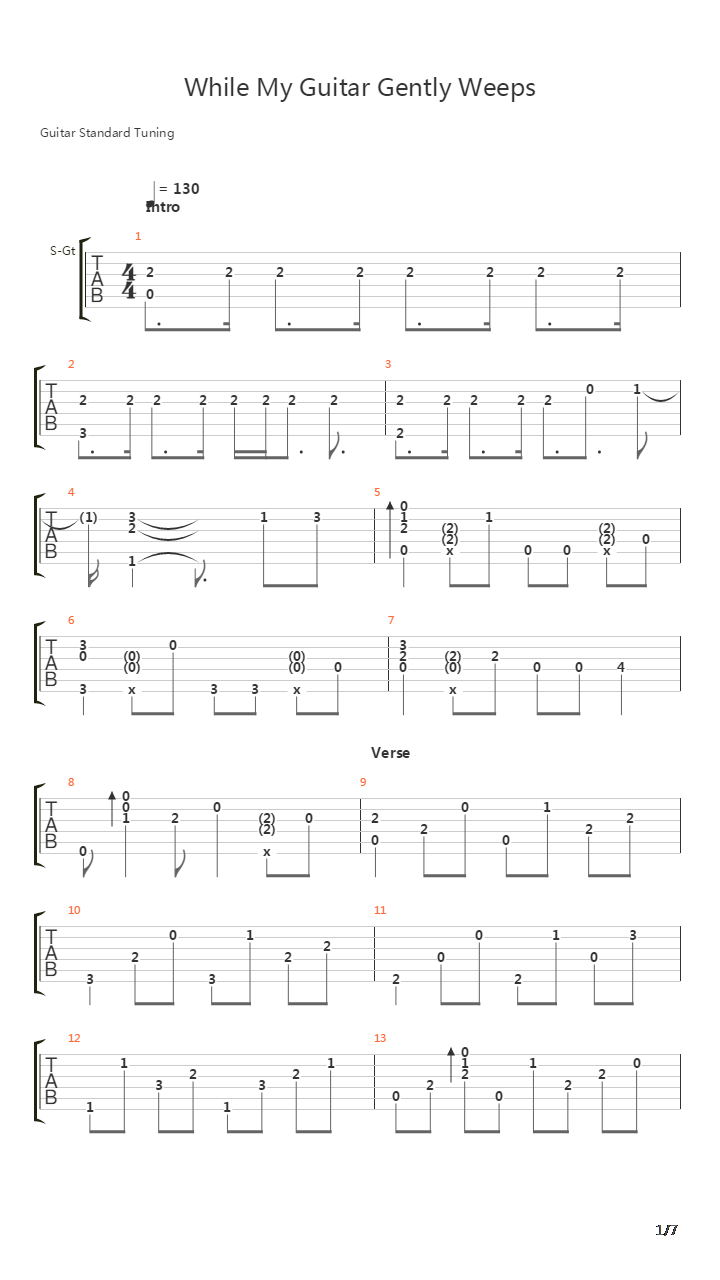 While My Guitar Gently Weeps吉他谱