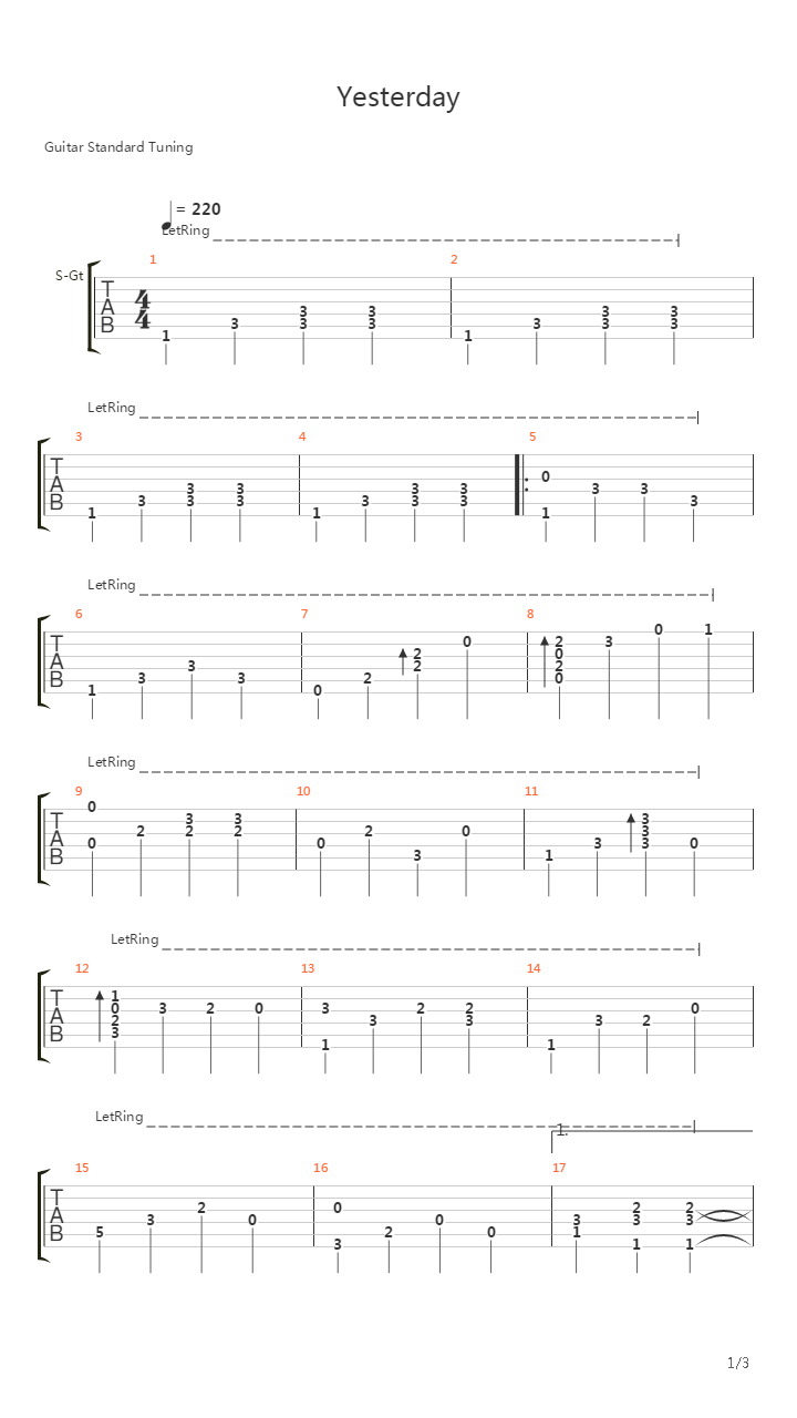 Yesterday吉他谱