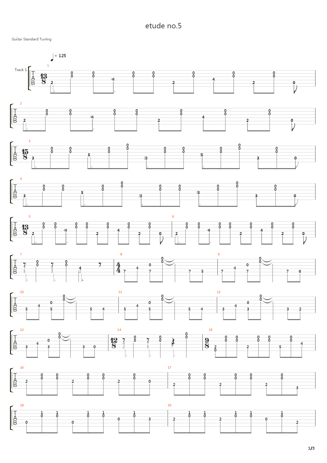 Etude Number 5吉他谱