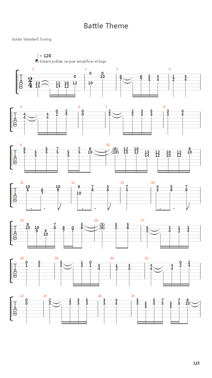 Battle Theme吉他谱